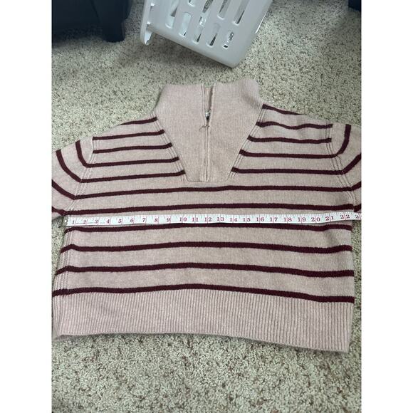 Lush  Striped Quarter Zip Striped Knit Sweater - Picture 6 of 7